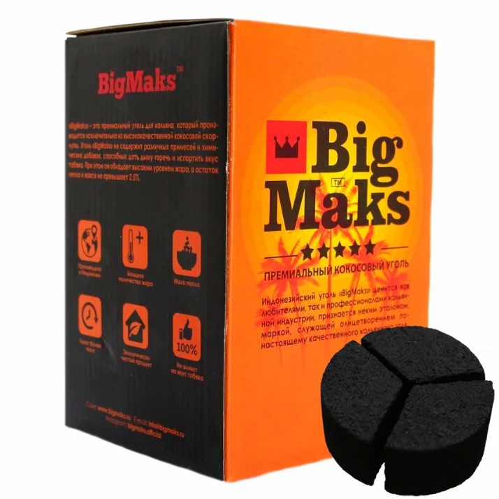 Уголь для кальяна Big Maks 1кг под калауд в наличии. Купить сейчас! XB store. Биробиджан